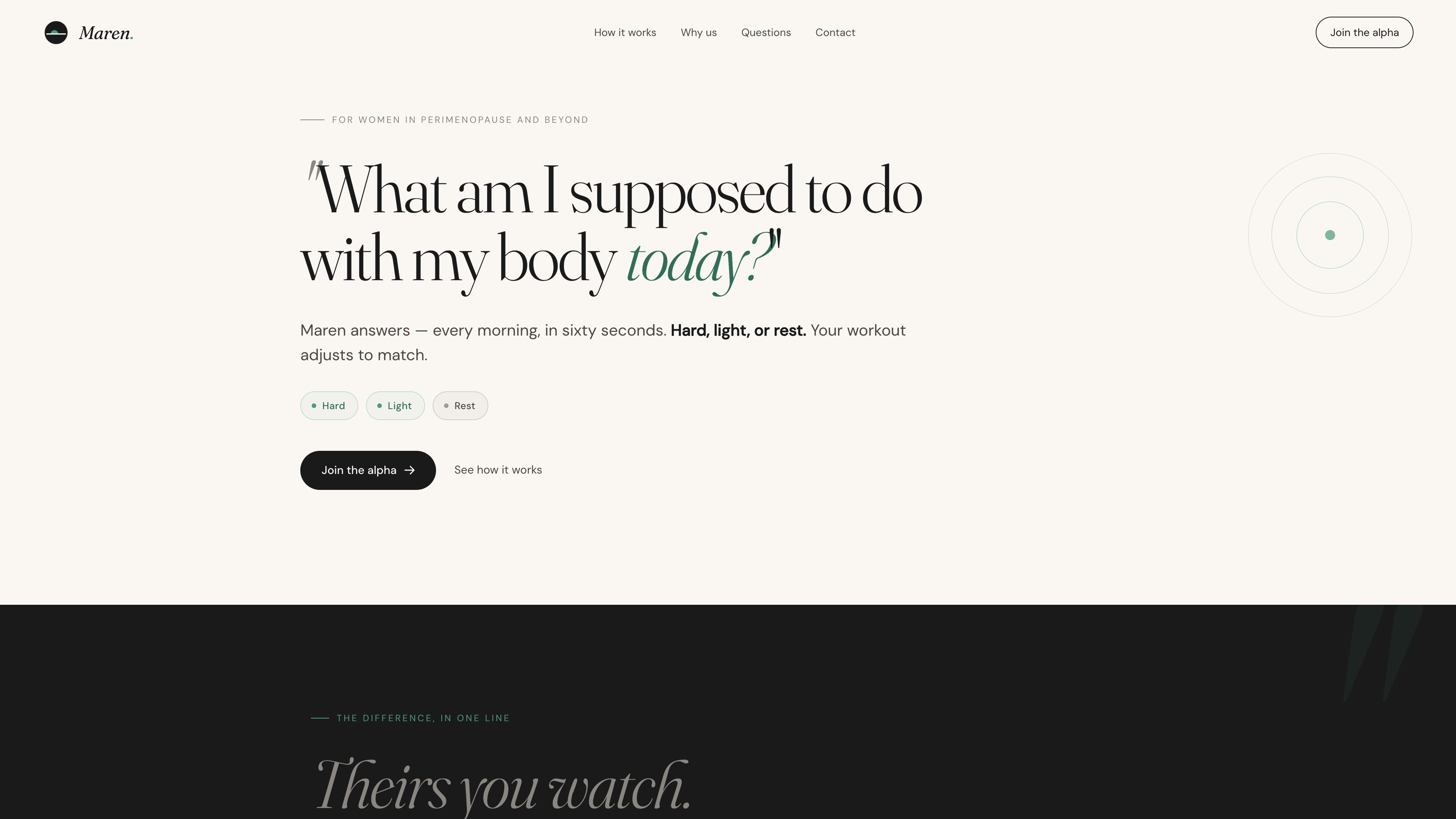 The Maren website, strength training that meets your body where it is